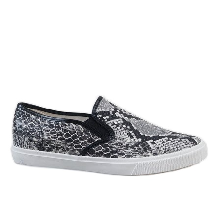 Mäns vita slip-on-sneakers YDB-9 svart