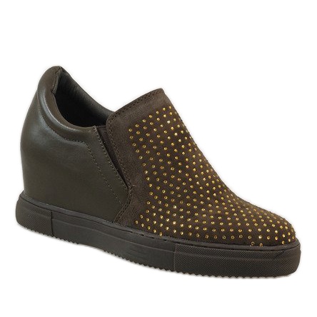 Gröna sneakers på kilen XW37005