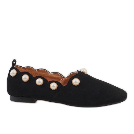 Svarta ballerinor med pärlor 588C-12A