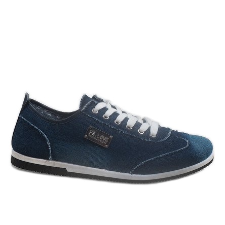 Svarta denim sneakers A9501 marinblå