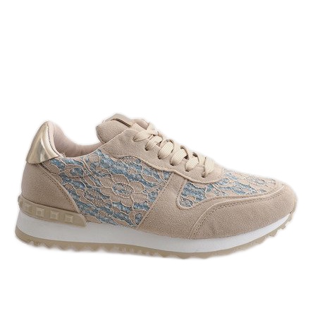 Beige sneakers med G-100 spets