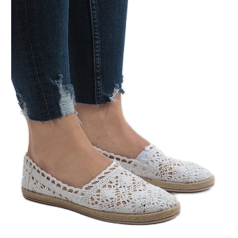 JX57P vita sneakers i spets