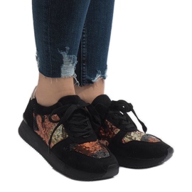 Svarta sport wedge sneakers T025 mångfärgad