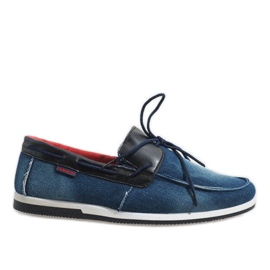 Eleganta marinblå skor AB108-1 loafers