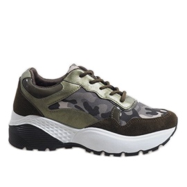 Gröna fashionabla sportskor, camo LT013