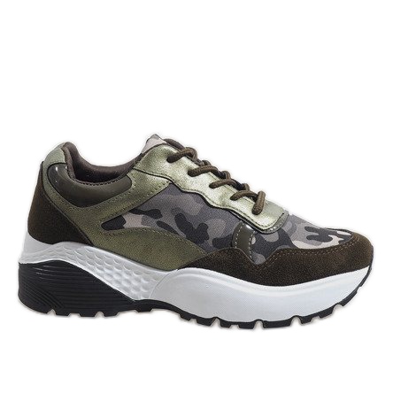 Gröna fashionabla sportskor, camo LT013
