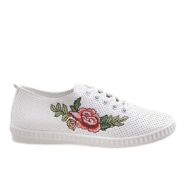 Vita sneakers med blomma FC221-9