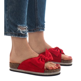 Röda tofflor med rosett N-33