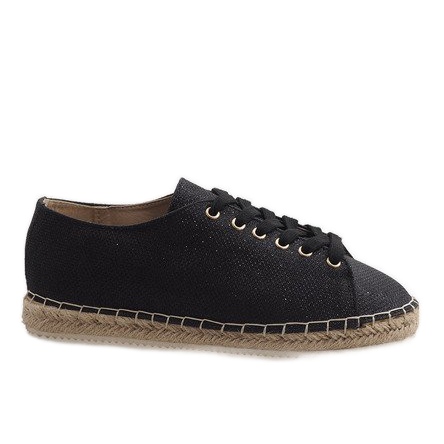Svart snörning espadriller 831-1