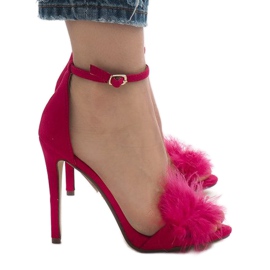 Rosa sandaler med hög klack i NF-19P mocka