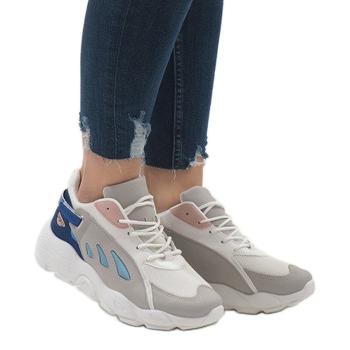 Flerfärgade trendiga sportskor 9115 Blå vit rosa grå