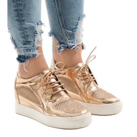 Champagnelackade Openwork -sneakers WW055A gul