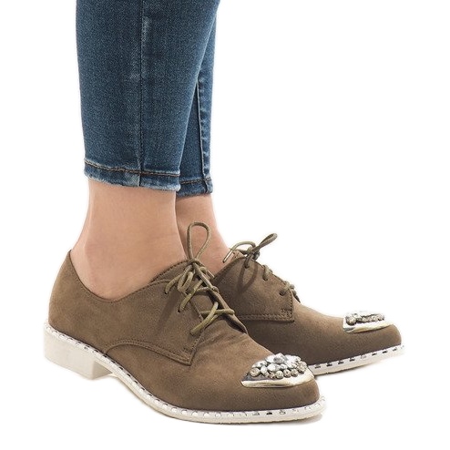 Gröna slip -ons med paljetter L155 beige