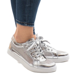 521 silver openwork sneakers grå