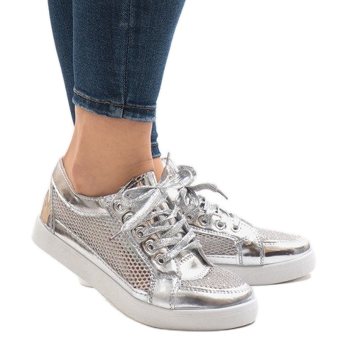521 silver openwork sneakers grå