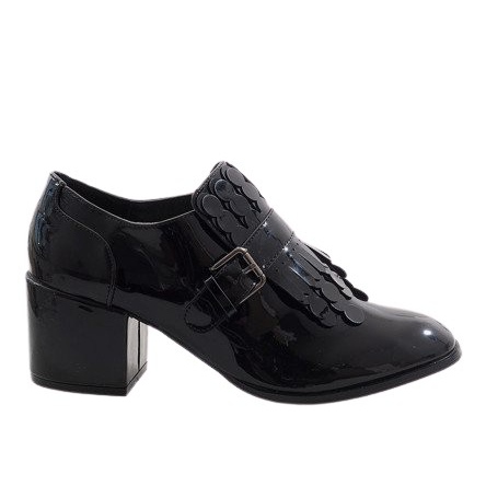 Svartlackerade högklackade stövlar PZY-02