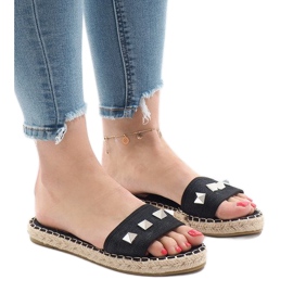 Svarta jeans tofflor 7087 dubbar