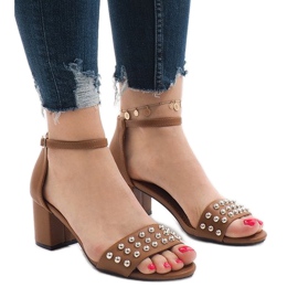 Kamel sandaler med hög klack 173-856 brun