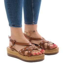 Kamel espadrillessandaler på 314-2B-plattformen brun