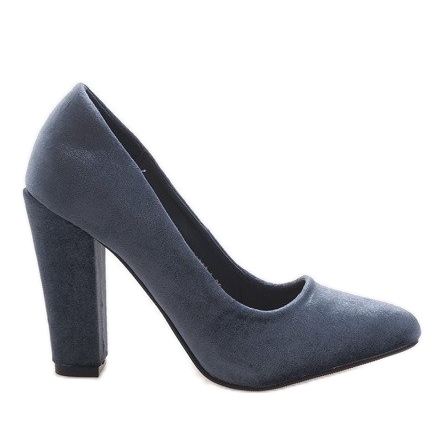 Grå velourpumpar på pelaren 91603-1