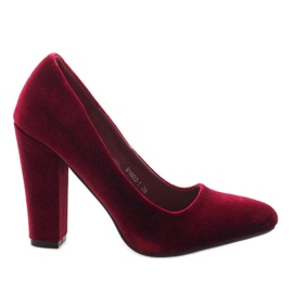 Röda velourpumpar på pelaren 91603-1 mångfärgad