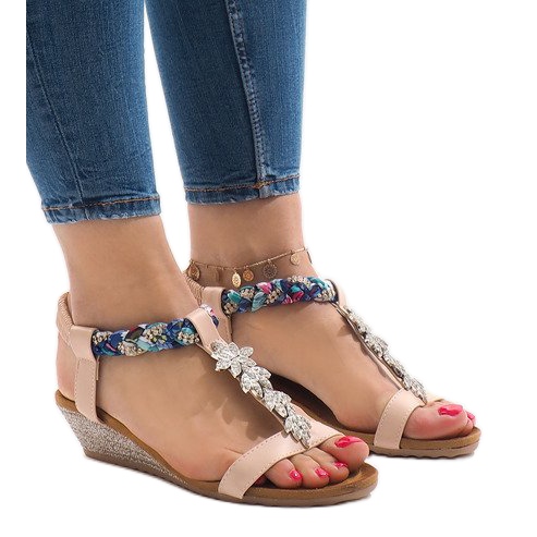 Rosa kilsandaler med en elastisk B133-3 mångfärgad