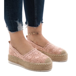 Rosa sneakers espadriller på plattformen 7801-P