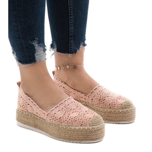 Rosa sneakers espadriller på plattformen 7801-P