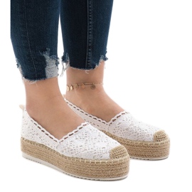 Vita sneakers espadriller på plattformen 7801-P