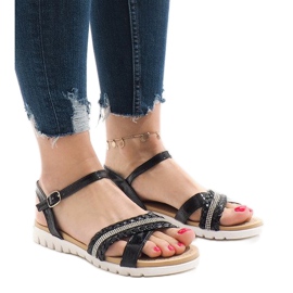 Svarta sandaler med paljetter G-515-01