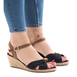 Svarta kile sandaler espadrilles 1484-1