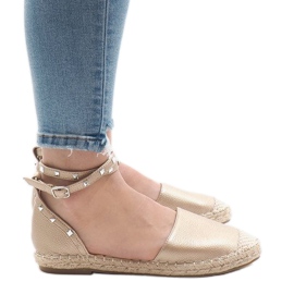 Gyllene espadrillessandaler med spänne TH-155