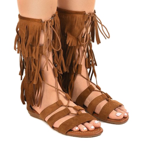 Bruna platta gladiator sandaler D-41