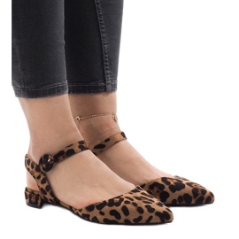 Ballerina sandaler med leopardmönster 77-100 brun