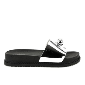 Silver tofflor med bollar 1819 grå