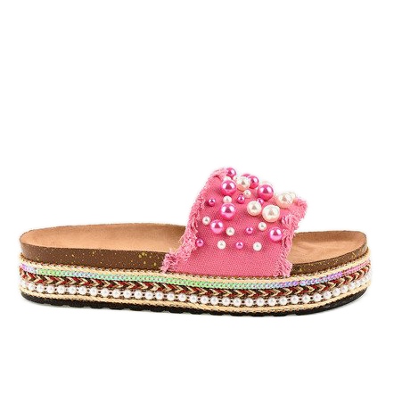 Rosa dekorerade tofflor 1035 pärlor