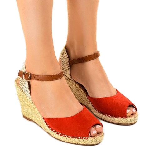 Röda kil sandaler 2895