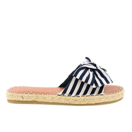 Marinblå tofflor med rosett Z-23 vit