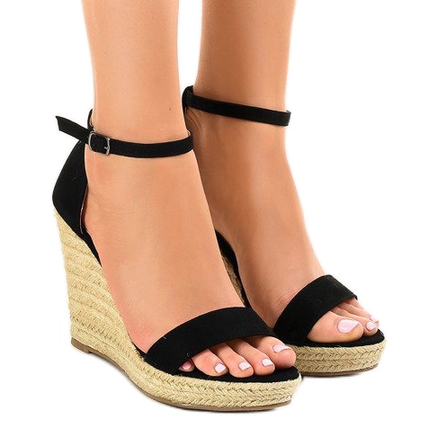 Svarta kile sandaler espadrilles BD342