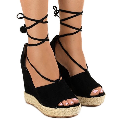 Svarta kile sandaler espadriller F35-18