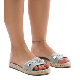 Gröna jeans tofflor med dubbar 7087 mångfärgad