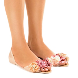 Meliski beige sandaler med blommor AE20