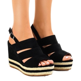 Svarta espadriller på kilklacken FG6