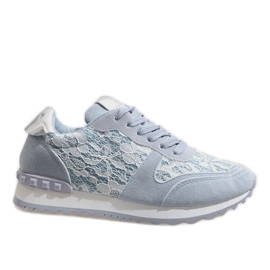 Blå sneakers med G-100 spets