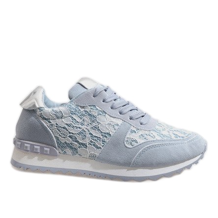 Blå sneakers med G-100 spets