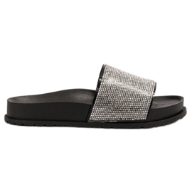 Bestelle Tofflor i gummi med kubisk zirkoniumoxid svart