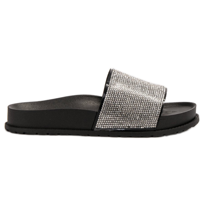 Bestelle Tofflor i gummi med kubisk zirkoniumoxid svart