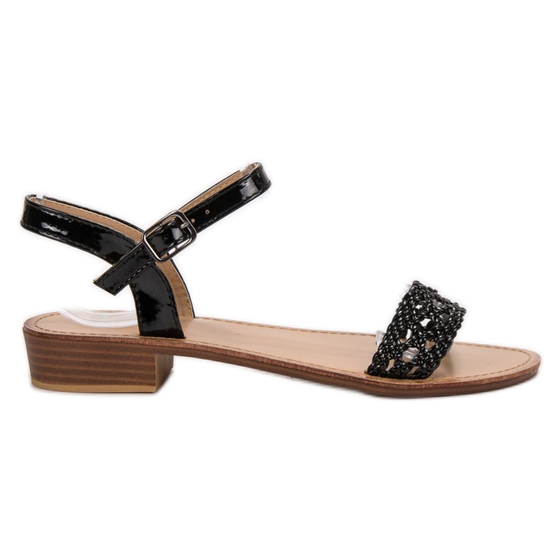 SHELOVET Flätade högklackade sandaler svart