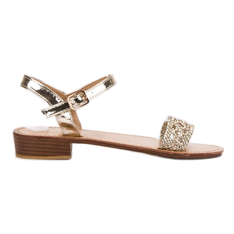 SHELOVET Flätade högklackade sandaler gul