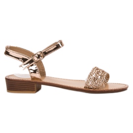 SHELOVET Flätade högklackade sandaler gul